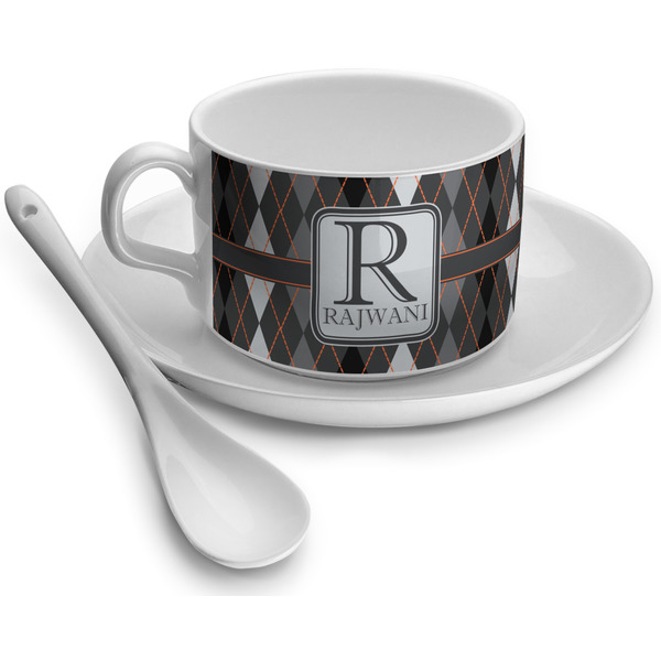 Custom Modern Chic Argyle Tea Cup (Personalized)