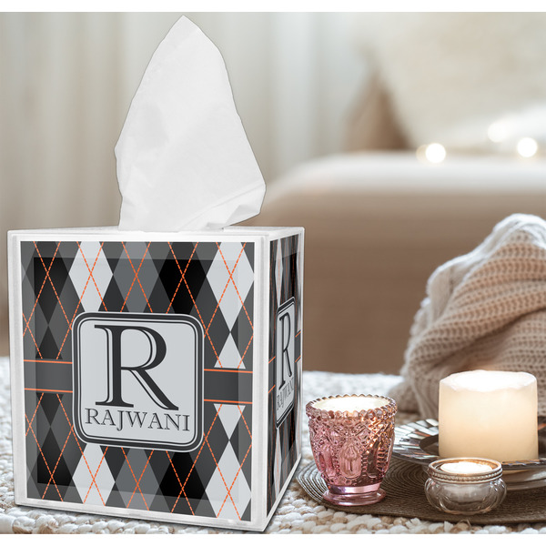 Modern Chic Argyle Tissue Box - LIFESTYLE