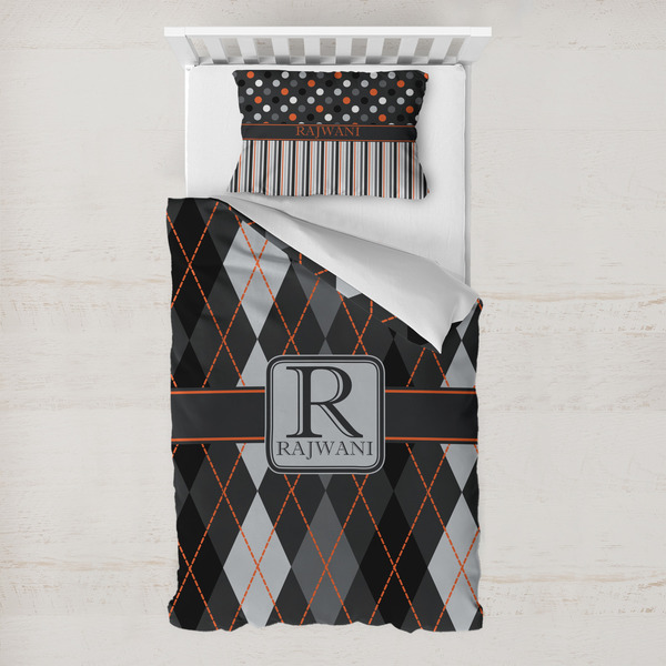 Custom Modern Chic Argyle Toddler Bedding w/ Name and Initial