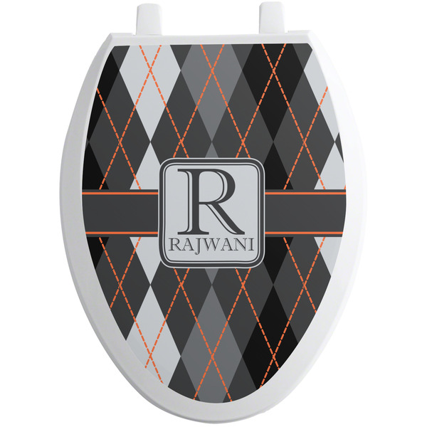 Custom Modern Chic Argyle Toilet Seat Decal - Elongated (Personalized)