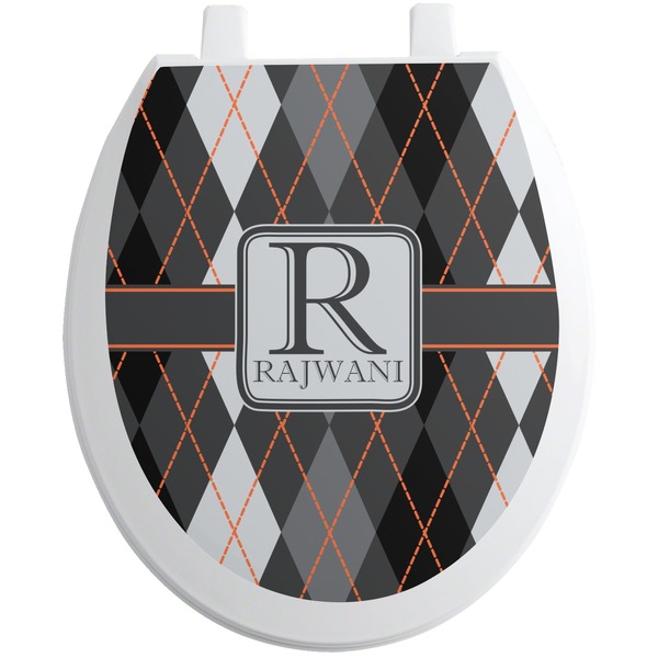 Custom Modern Chic Argyle Toilet Seat Decal - Round (Personalized)