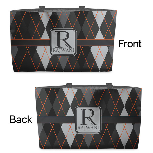 Modern Chic Argyle Tote w/Black Handles - Front & Back Views