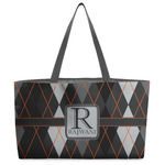 Modern Chic Argyle Beach Totes Bag - w/ Black Handles (Personalized)