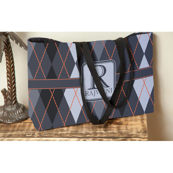 Modern Chic Argyle Tote w/Black Handles - Lifestyle View