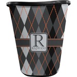 Modern Chic Argyle Waste Basket - Double Sided (Black) (Personalized)
