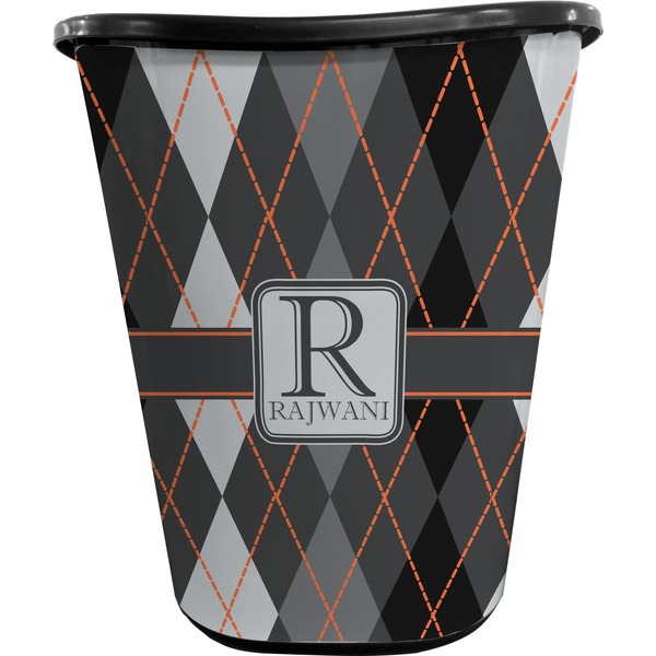 Modern Chic Argyle Waste Basket (Black)