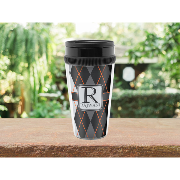Modern Chic Argyle Travel Mug Lifestyle (Personalized)