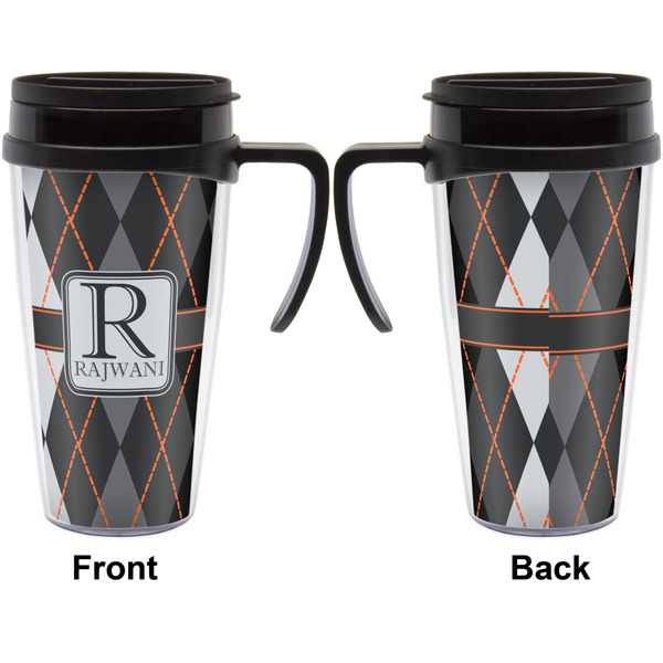 Modern Chic Argyle Travel Mug with Black Handle - Approval