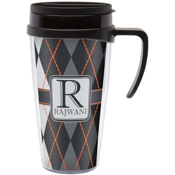 Custom Modern Chic Argyle Acrylic Travel Mug with Handle (Personalized)