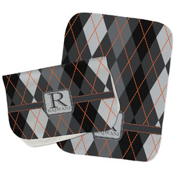 Modern Chic Argyle Burp Cloths - Fleece - Set of 2 w/ Name and Initial