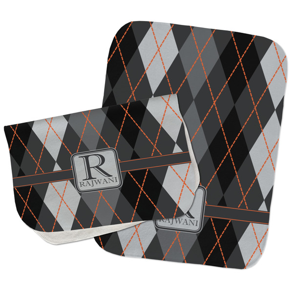 Modern Chic Argyle Two Rectangle Burp Cloths - Open & Folded