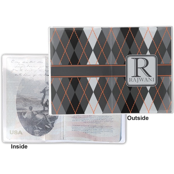 Modern Chic Argyle Vinyl Passport Holder - Flat Front and Back