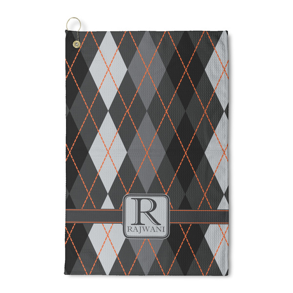 Custom Modern Chic Argyle Waffle Weave Golf Towel (Personalized)