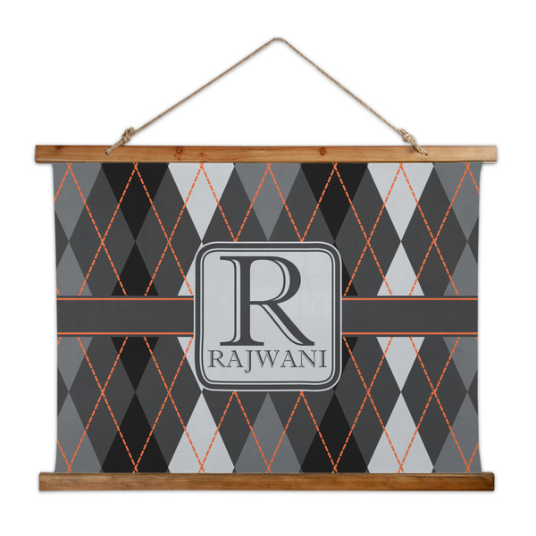 Custom Modern Chic Argyle Wall Hanging Tapestry - Wide (Personalized)