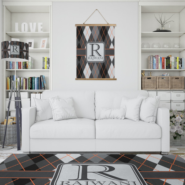 Modern Chic Argyle Wall Hanging Tapestry - Portrait - IN CONTEXT