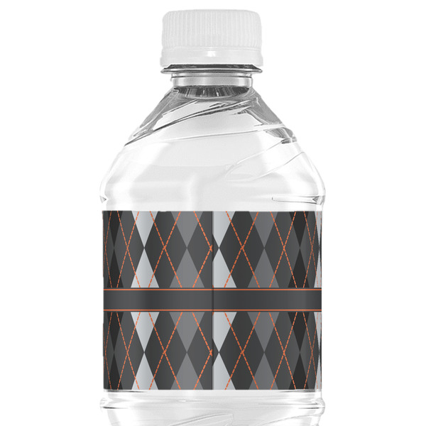 Modern Chic Argyle Water Bottle Label - Back View
