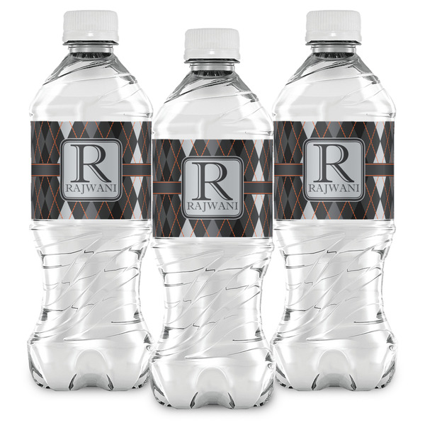 Modern Chic Argyle Water Bottle Labels - Front View