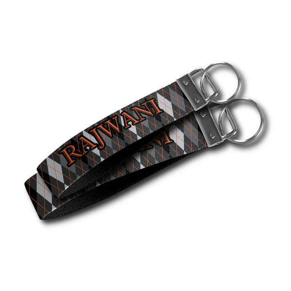 Modern Chic Argyle Webbing Keychain FOBs - Size Comparison