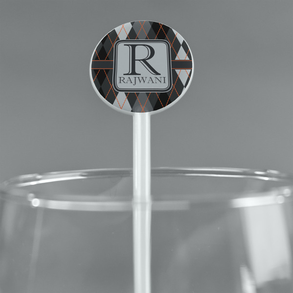 Modern Chic Argyle White Plastic 5.5" Stir Stick - Round - Main