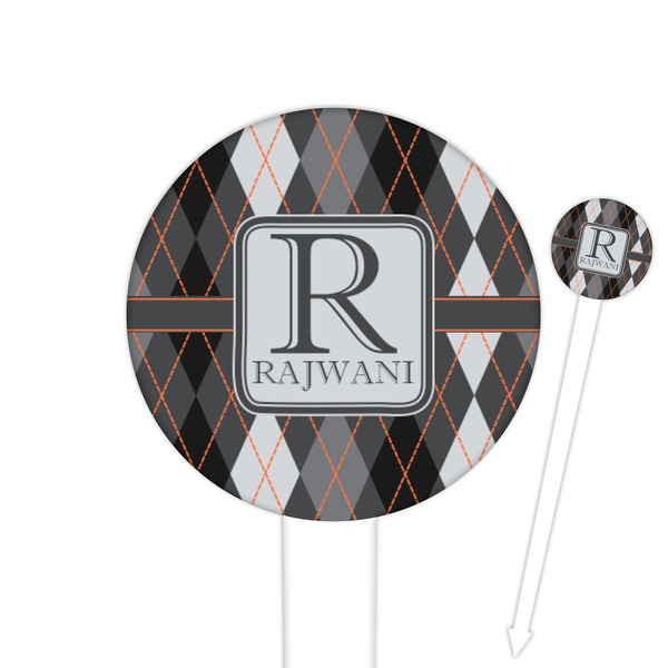 Custom Modern Chic Argyle Round Plastic Food Picks (Personalized)