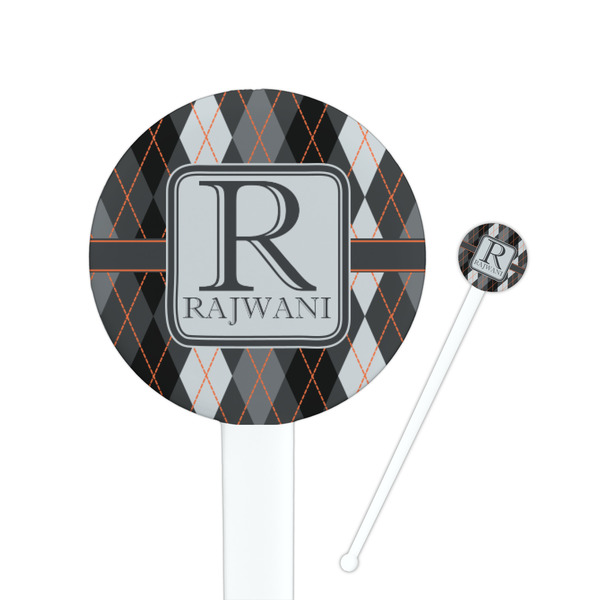 Custom Modern Chic Argyle Round Plastic Stir Sticks (Personalized)