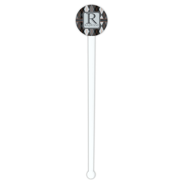 Modern Chic Argyle White Plastic 7" Stir Stick - Round - Single Stick
