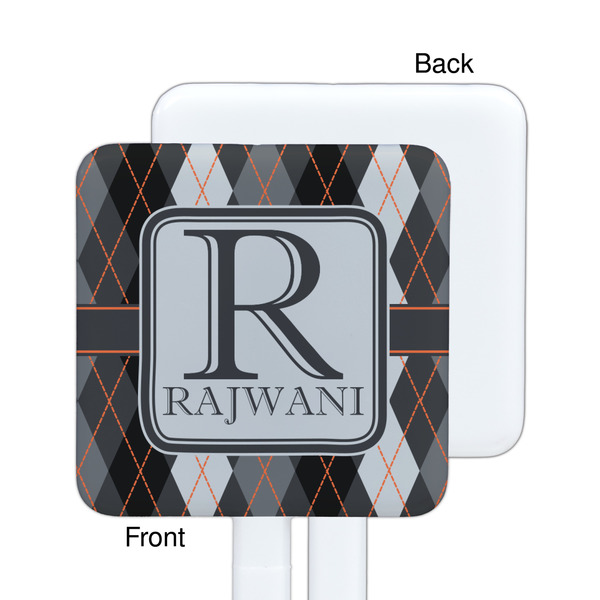 Modern Chic Argyle White Plastic Stir Stick - Single Sided - Square - Approval