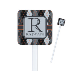 Modern Chic Argyle Square Plastic Stir Sticks (Personalized)