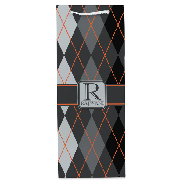 Modern Chic Argyle Wine Gift Bag - Gloss - Front