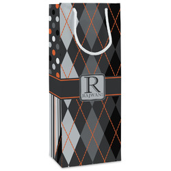 Modern Chic Argyle Wine Gift Bags - Gloss (Personalized)