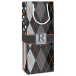 Modern Chic Argyle Wine Gift Bags - Matte (Personalized)