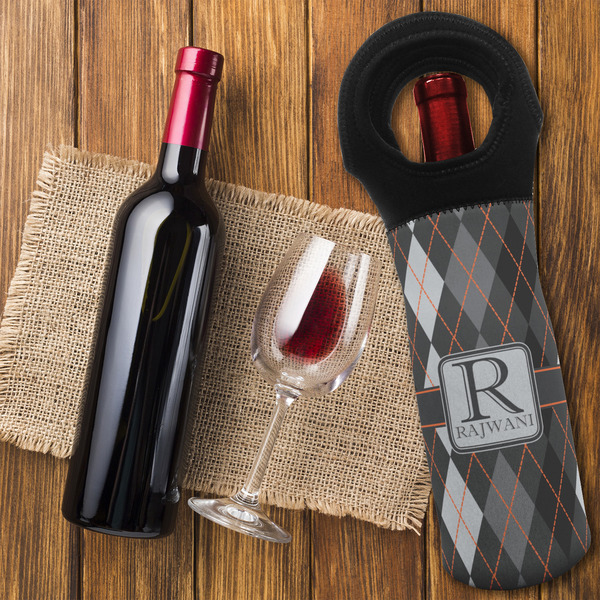 Modern Chic Argyle Wine Tote Bag - FLATLAY