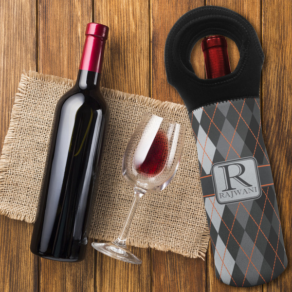 Modern Chic Argyle Wine Tote Bag - FLATLAY