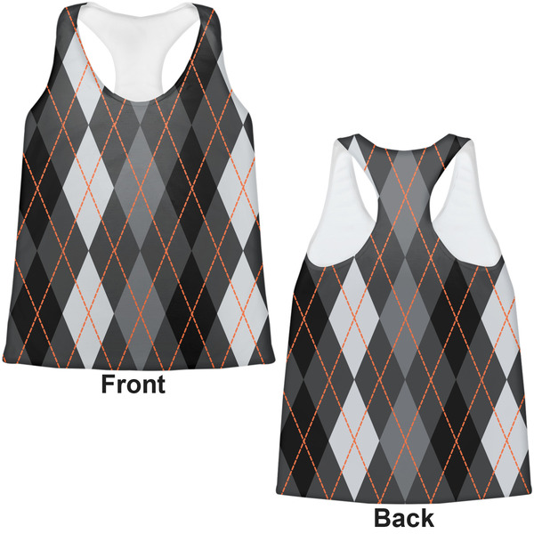 Modern Chic Argyle Womens Racerback Tank Tops - Medium - Front and Back