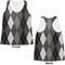 Modern Chic Argyle Womens Racerback Tank Tops - Medium - Front and Back