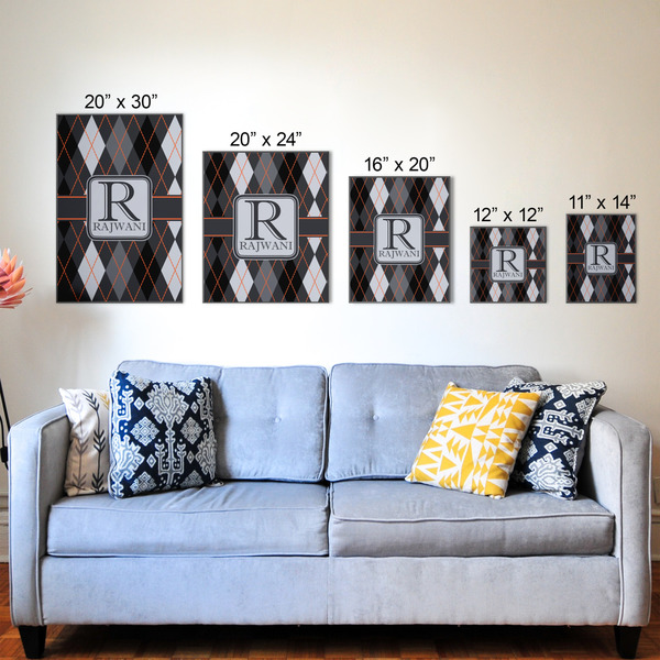 Modern Chic Argyle Wood Prints - Size Comparison