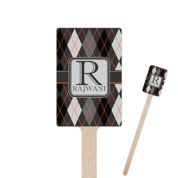 Custom Modern Chic Argyle 6.25" Rectangle Wooden Stir Sticks - Single Sided (Personalized)