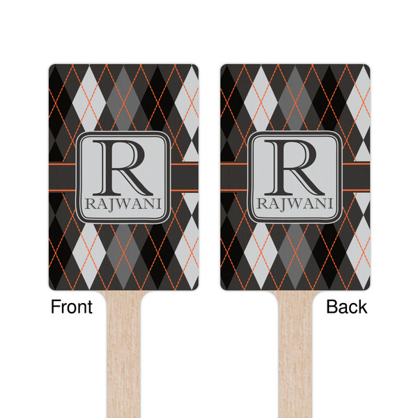 Modern Chic Argyle Wooden 6.25" Stir Stick - Rectangular - Double Sided - Front & Back