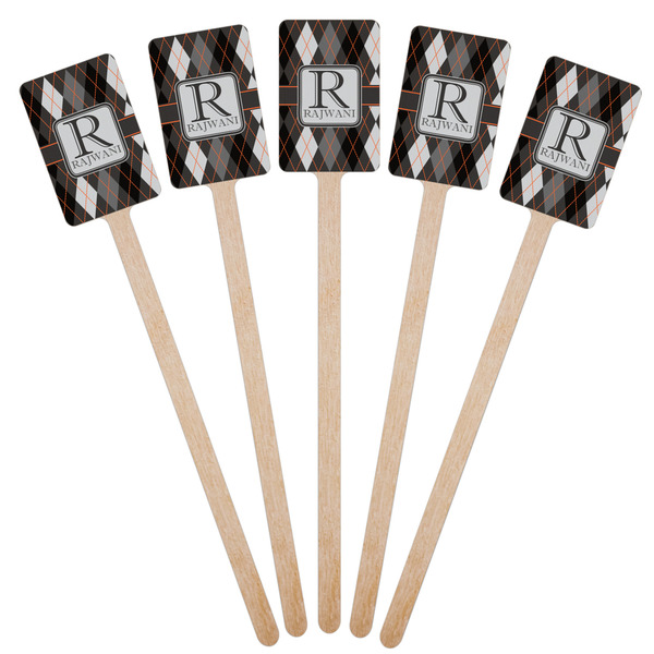Modern Chic Argyle Wooden 6.25" Stir Stick - Rectangular - Fan View