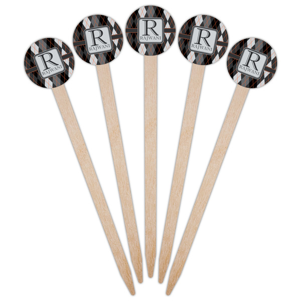 Modern Chic Argyle Wooden 6" Food Pick - Round - Fan View