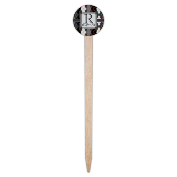 Modern Chic Argyle Wooden 6" Food Pick - Round - Single Pick