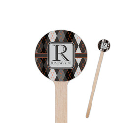 Modern Chic Argyle 6" Round Wooden Stir Sticks - Double Sided (Personalized)