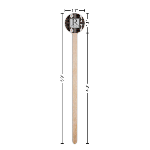 Modern Chic Argyle Wooden 6" Stir Stick - Round - Dimensions