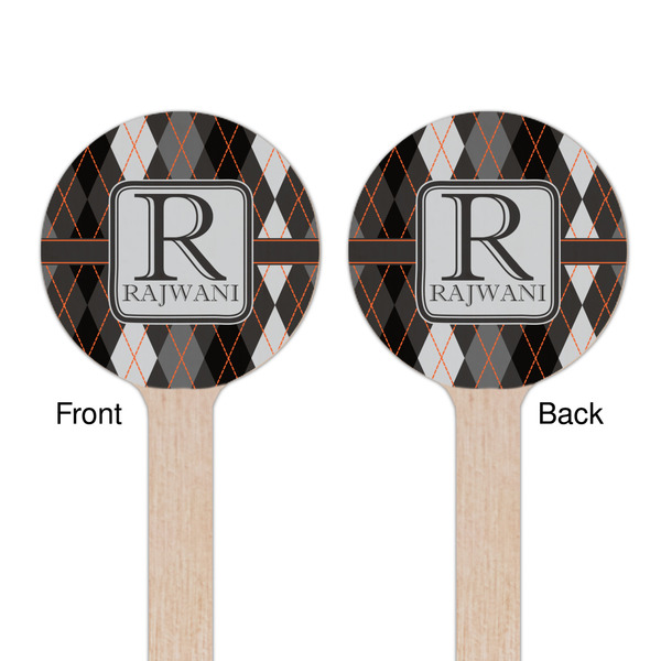 Modern Chic Argyle Wooden 6" Stir Stick - Round - Double Sided - Front & Back
