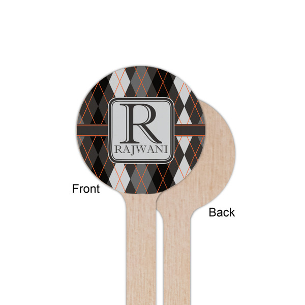 Modern Chic Argyle Wooden 6" Stir Stick - Round - Single Sided - Front & Back