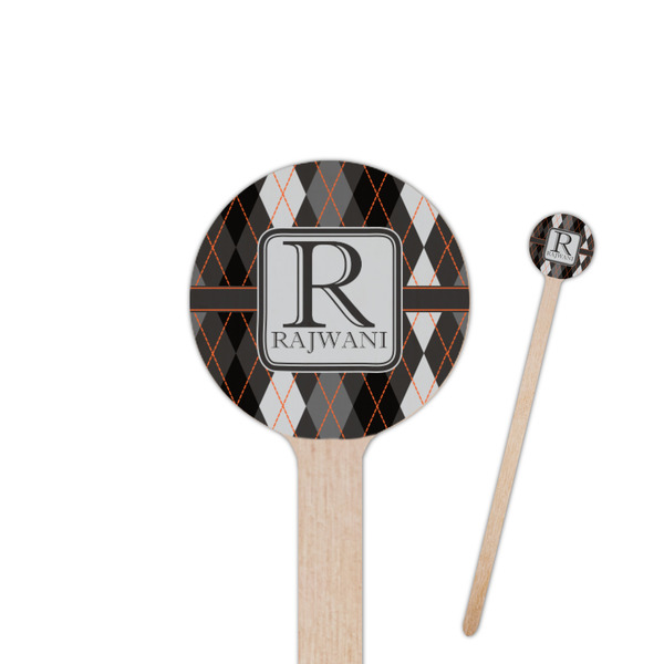 Custom Modern Chic Argyle 7.5" Round Wooden Stir Sticks - Double Sided (Personalized)