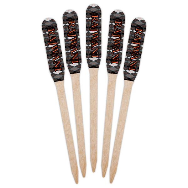 Modern Chic Argyle Wooden Food Pick - Paddle - Fan View