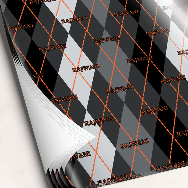 Custom Modern Chic Argyle Wrapping Paper Sheets - Single-Sided - 20" x 28" (Personalized)