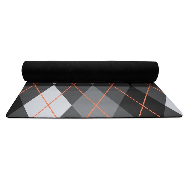 Modern Chic Argyle Yoga Mat Rolled up Black Rubber Backing
