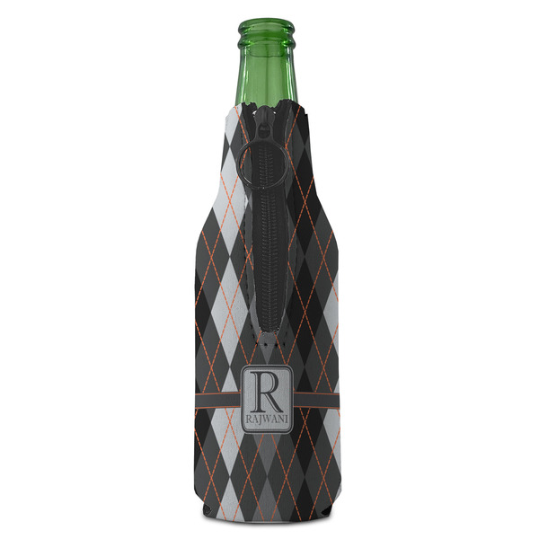 Modern Chic Argyle Zipper Bottle Cooler - BACK (bottle)